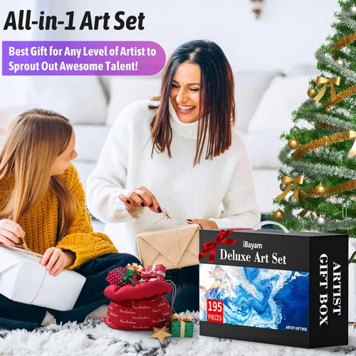 Vista 4 de iBayam Juego de Arte Deluxe, Caja de Regalo para Artista de 195 Piezas, Kit de Dibujo y Pintura de Artes y Manualidades, Suministros de Arte