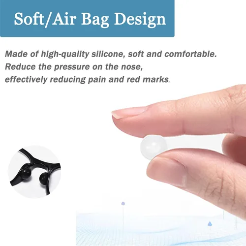 Vista 3 de Almohadillas de nariz autoadhesivas con cojín de aire, 10 pares de silicona antideslizantes para bolsas de aire para lentes de sol, negro, L