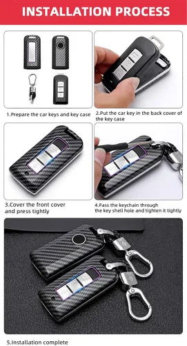 Vista 8 de ontto Compatible con Mitsubishi - Funda para llavero inteligente de entrada sin llave, funda para llave de automóvil, protección completa de 360°