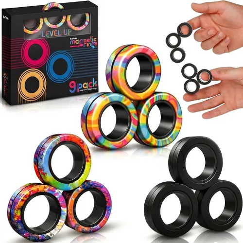 Vista 11 de BUNMO Juguete para la ansiedad, anillos magnéticos, para poner en cesta de Pascua, para adultos, para niños o niñas, genial regalo