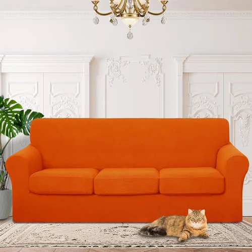Vista 38 de 2 fundas elásticas para sillas de 1 cojín, protector de muebles, fundas de sofá, lavables, aptas para mascotas, funda antideslizante con parte