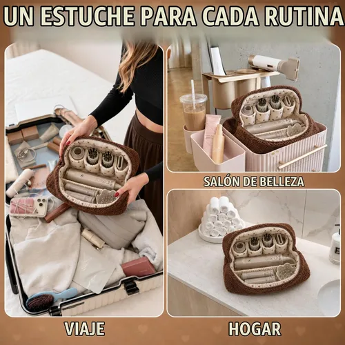 Vista 6 de Divitize Bolsa de viaje para herramientas para el cabello compatible con Dyson Airwrap Travel Case, se adapta a la bolsa de secador de pelo Peluche