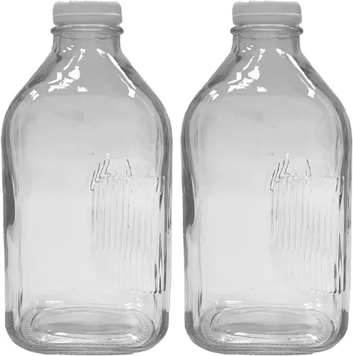 Vista 8 de Jarra de vidrio para bebidas, 64 onzas, transparente, boca ancha con mango de ranura y tapa hermética (1 unidad)