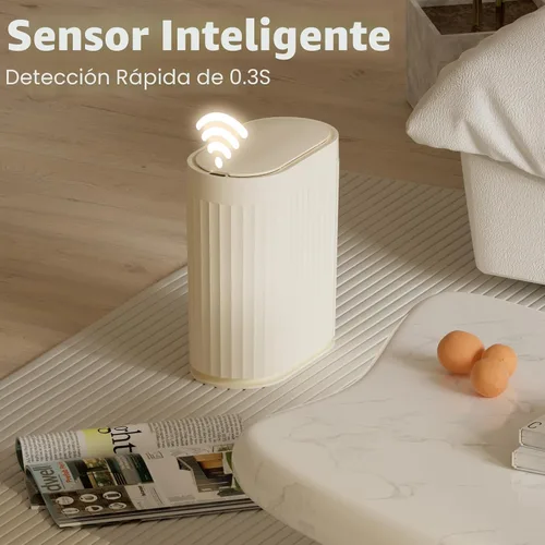 Vista 3 de ELPHECO Bote de basura con sensor de 2 galones, resistente al agua IPX5 con sensor de movimiento, cubo de basura automático para baño, oficina, Beige