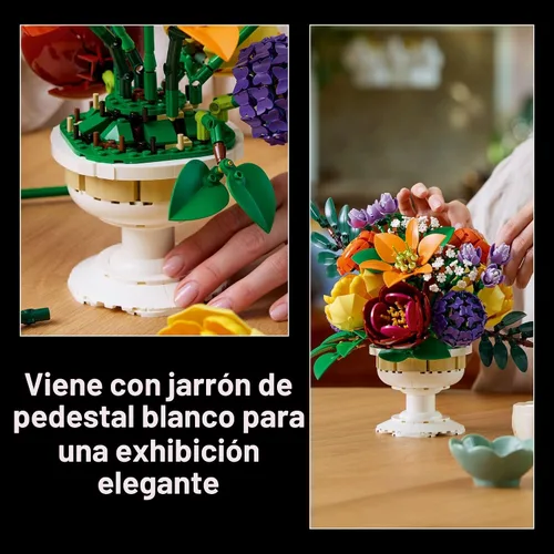Vista 5 de LEGO Botanicals Flower Arrangement Artificial Flowers Building Set - Decor for Table Display - Gift for Birthdays - Unique Bouquet for Adults, Ages