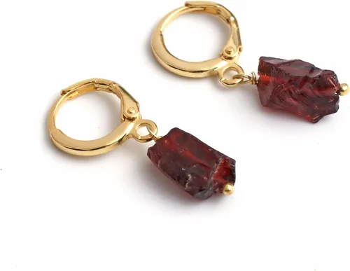 Vista 21 de Gempires Handmade Gemstone Hoop Earrings Raw Crystal Dangle Jewelry Hypoallergenic Gold Plated Lightweight Elegant Jewelry Gifts For Women