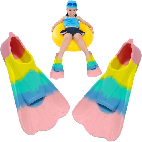 Vista 5 de Aletas de natación para niños, aletas cortas de natación para natación, aletas juveniles, aletas de entrenamiento de natación para niños, niñas