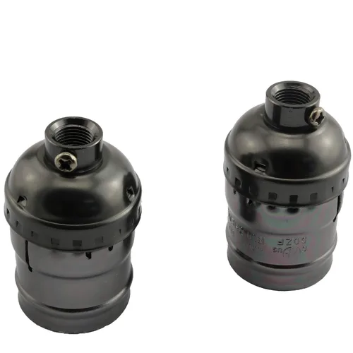 Vista 3 de DZS Elec 2 unids E26 /E27 Metal Shell luz zócalos negro lámpara base accesorios de iluminación soporte bombilla Edison Vintage luces