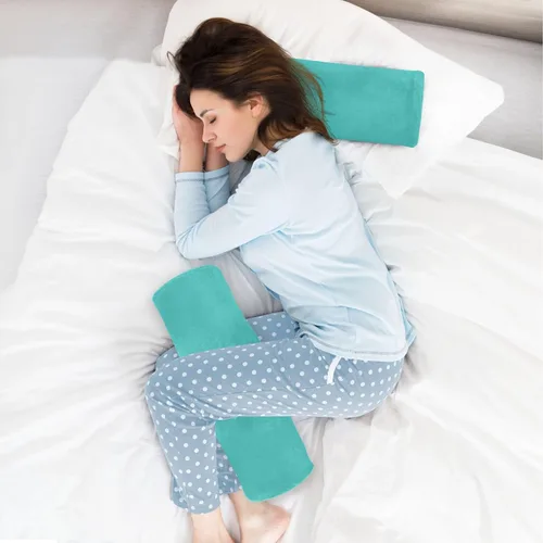 Vista 6 de FRODOTGV Almohada de cojín liso turquesa para leer rollo de cuello funda de almohada redonda insertos de almohada cilíndrica cervical soporte