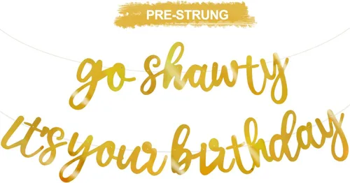 Vista 16 de BEISHIDA Pancarta Black Go Shawty It's Your Birthday de 11.4 pies, SIN BRICOLAJE - Pancarta de Feliz Cumpleaños con Purpurina Tema Hip Hop - Negro