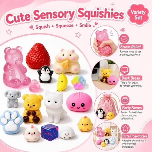 Vista 5 de 16 Pack Taba Squishy Toys, Kawaii Squeeze Fidget Toys for Kids
