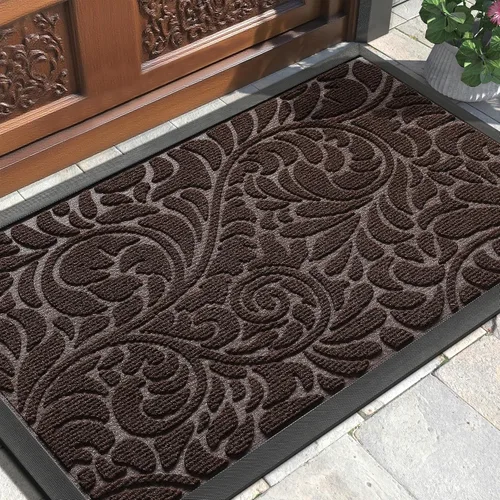 Vista 10 de Yimobra Tapete para puerta de entrada exterior, 29.5 x 17 pulgadas, impermeable, resistente, para puerta delantera, tapete antideslizante resistente