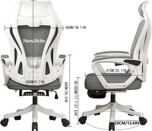 Vista 2 de Ergonomic Gaming Desk Chair with 150° Recline SShaped Back Support and Adjustable Lumbar Support Comfy Mesh Office Chair for Study Work and Gaming