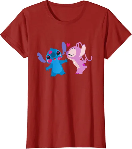 Vista 68 de Disney Stitch and Angel - Camiseta para el día de San Valentín Negro