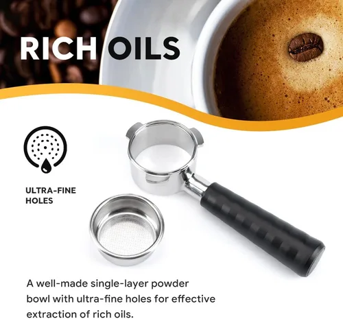 Vista 5 de Mango portafiltro espresso sin fondo de 2.126 in, portafiltro de repuesto compatible con Breville BES870; BES875; BES878; máquinas de café BES880 +