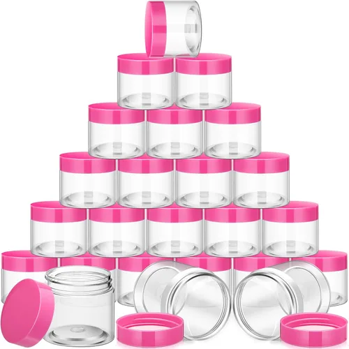 Vista 39 de SATINIOR 24 frascos de plástico transparente vacíos con tapas, recipientes de almacenamiento redondos de boca ancha para productos de belleza