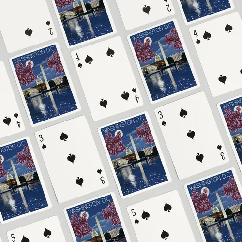 Vista 4 de Lantern Press Washington, DC, escena nocturna (52 cartas de juego, baraja de cartas de tamaño póquer con comodines)