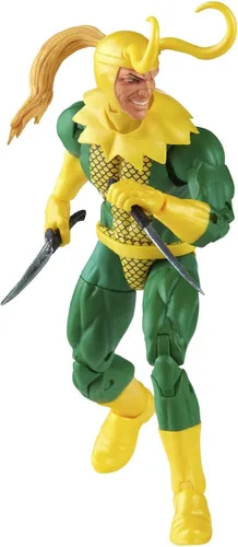 Vista 4 de Marvel Legends Series Loki - Figura de acción de embalaje retro de 6 pulgadas, 3 accesorios