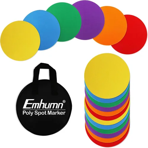 Vista 13 de Marcadores de punto Emhumn de 4 pulgadas y 9 pulgadas de polietileno para puntos de agilidad para entrenamiento en gimnasio/educación física, baile