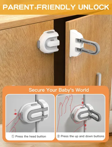Vista 3 de Paquete de 2 cerraduras de gabinete a prueba de bebés, cerradura de gabinete para adultos, [nueva estructura] producto de seguridad para bebés