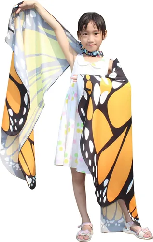 Vista 4 de AWAYTR Chal de alas de mariposa para mujer, capa de hadas para mujer, accesorio de disfraz de Halloween