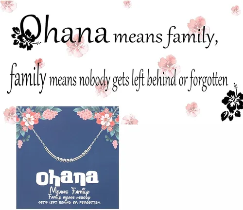 Vista 5 de FOTAP Ohana Means - Collar para la familia Ohana, collar de regalo de flores hawaianas, regalo de viaje hawaiano, regalo de regalo de BBF, regalo