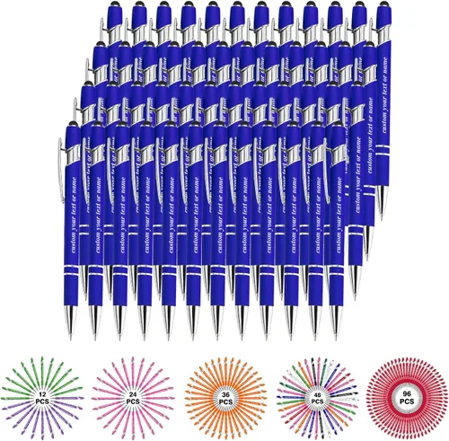 Vista 17 de Bolígrafos personalizados con nombre a granel, juego de bolígrafos personalizados, lápiz capacitivo grabado, logotipo, texto, regalo para negocios