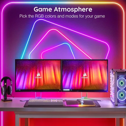 Vista 3 de Tira de luces de neón de 20 pies, cuerda de luces LED flexible con aplicación/control remoto, múltiples modos de luces, luces de neón LED RGB IP65