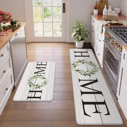 Vista 13 de KIMODE - Alfombra de cocina antifatiga para el piso, de 17.3 x 29 pulgadas, alfombra de cocina de estilo rústico, antideslizante, acolchada