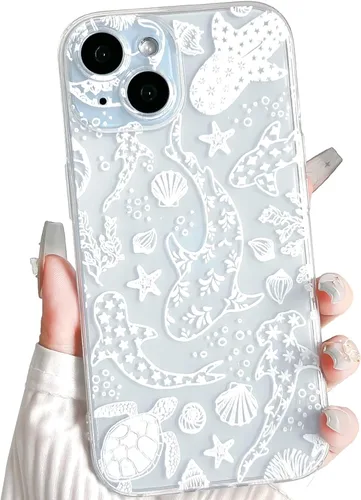 Vista 77 de NITITOP Funda para iPhone 13 Clear Sea Animal - Pez negro Pescado Negro