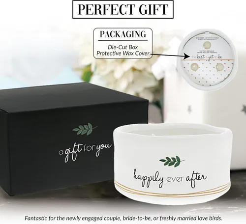 Vista 3 de Pavilion Gift Company - Happily Ever After - Vela de cera de soja natural con mensaje oculto sorpresa de 8 onzas, aroma a jazmín, 1 unidad, 4.5 x