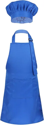 Vista 15 de ranrann Conjunto de delantal de chef para niños y niñas, delantales de cocina para cocinar, hornear, entrenamiento, disfraz