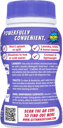 Vista 3 de AMAZE Tabletas de lejía ultra concentradas [32 tabletas] – Aroma de lavanda – para lavandería, inodoro y limpieza multiusos del hogar. Alternativa a