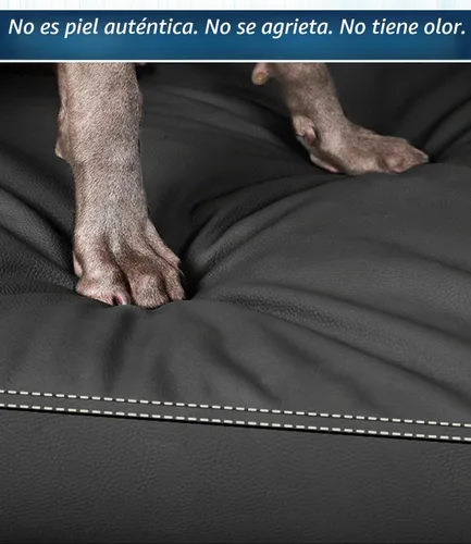Vista 6 de Cama impermeable de cuero de vinilo para perros pequeños, almohadilla lavable para perros, fácil de limpiar, resistente al pelo de mascotas