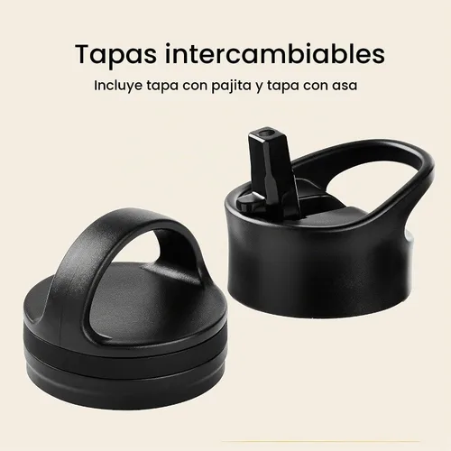 Vista 3 de Retrospec Botella de agua aislada de aliso con tapa de popote y tapa de asa, termo de acero inoxidable con boca ancha de doble pared aislada al