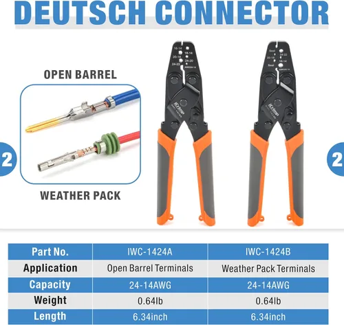 Vista 3 de iCrimp Deutsch - Kit de herramientas de crimpado de terminales de cierre y barril abierto, herramienta de extracción de Deutsch para conectores