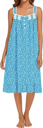 Vista 18 de YOZLY Camisones de algodón para mujer con bordado, sin mangas, con bolsillos S-XXXL