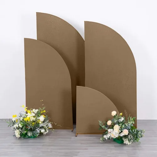Vista 55 de Efavormart - Juego de 4 fundas de elastano beige para arco de media luna, fundas de telón de fondo Chiara de 2.5 pies a 7 pies para escenarios