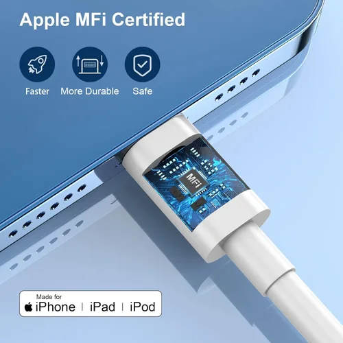 Vista 4 de GREPHONE Cargador para iPhone de carga rápida, cargador de pared USB C de 20 W PD, paquete de 4 con cable de carga rápida de 1.8 m - Cargador rápido