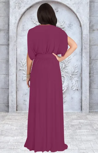 Vista 5 de KOH KOH - Vestido formal de manga corta para cóctel suelto cuello en V
