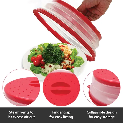 Vista 5 de Gadgetime USA Cubierta plegable para microondas, ventilada, perfecta para usar como cuenco de lavado de alimentos, contenedor de frutas y más