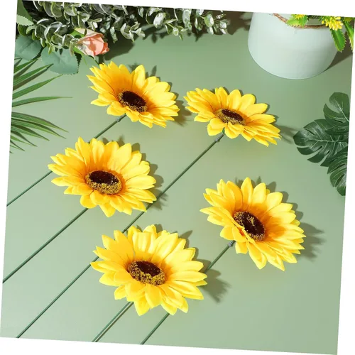 Vista 7 de SEWACC Juego de 5 piezas de metal grande con diseño de girasol, decoración de jardín, a prueba de óxido, margarita amarilla, flor de metal, arte
