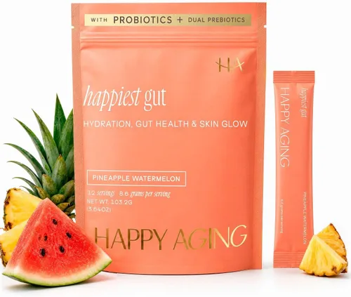 Vista 8 de Happy Aging Happiest - Polvo de hidratación intestinal - electrolitos + probióticos + prebióticos duales + ácido hialurónico - Equilibrio