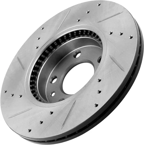 Vista 5 de MotorbyMotor Rotores delanteros perforados y ranurados de 11.772 in de repuesto para Ford Fusion, Mazda 6, Mercury Milan, Lincoln MKZ Zephyr Rotores