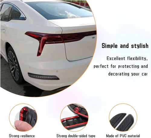 Vista 4 de 2 piezas de tiras antiarañazos para parachoques de coche, protector de esquinas delanteras y traseras, protector de parachoques de goma