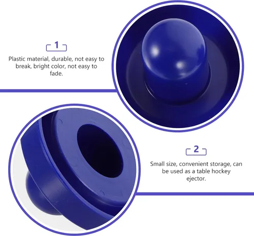 Vista 3 de Air Hockey Pushers and Pucks Set, 96mm Blue Plastic Pushers (2), 64mm Blue Plastic Pucks (4) Felt Pads (2) Replacement Accessories for Table Hockey