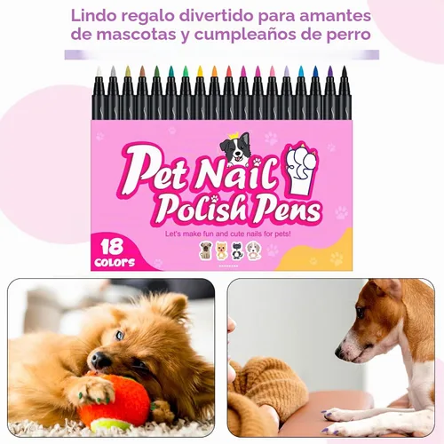 Vista 7 de Esmalte de uñas para perros, regalo de cumpleaños para perros, 18 colores de esmalte de uñas de perro, de secado rápido, seguro para perros,