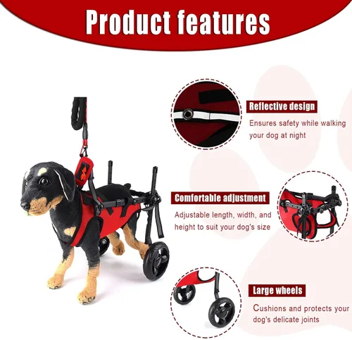 Vista 4 de Small Dog Wheelchair for Back Legs Light Weight Dog&Cat&Pets Wheelchair Cart with Disabled Hind Legs Walking, Leg Brace & Hip Support(Blue,XX-Small)