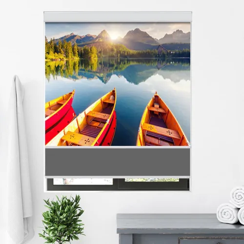 Vista 10 de Manual Day & Night Roller Shade (82010L Grey) Dual layer design for flexible light control, privacy adjustment, UV protection, ideal for bedroom