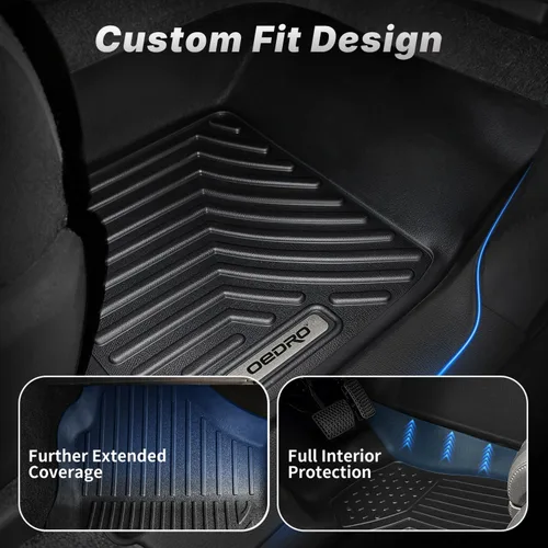 Vista 4 de OEDRO Alfombrillas compatibles con Toyota Tundra CrewMax Cab 2014-2021, juego de revestimientos delanteros y de segunda fila de ajuste personalizado